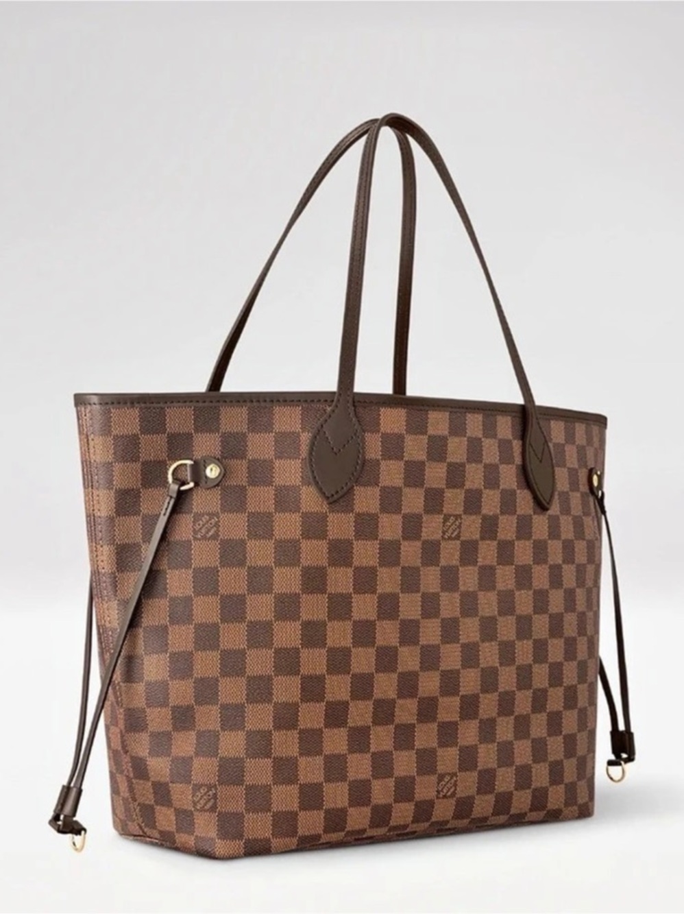 Louis Vuitton Neverfull MM Damier Ebene Tote Brown & Red